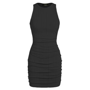 CIDER - Black - Ruched Knit Sleeveless Mini Dress - Size Medium - Brand New
